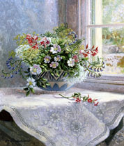 Flowers in a Blue Bowl